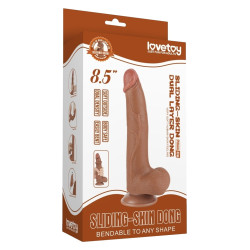 LoveToy SlidingSkin Gode avec Bourses Sliding Skin 17 x 4cm Marron